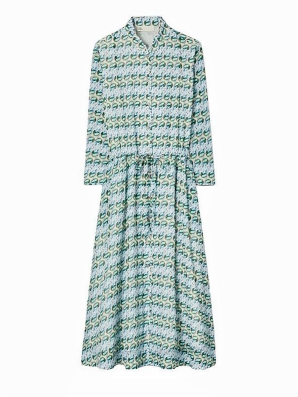 Tory Burch Printed Silk Cotton Midi Dress Green